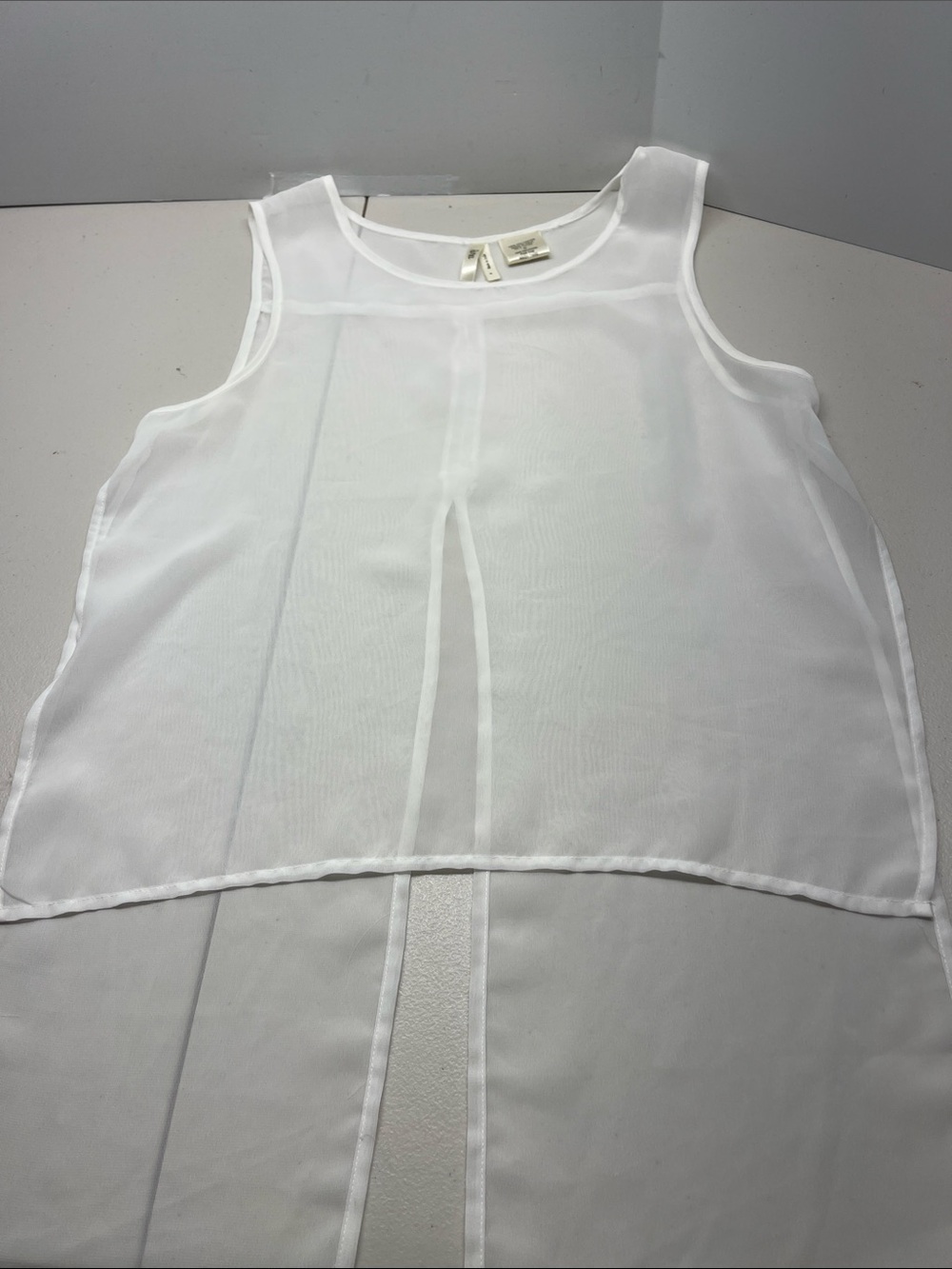 Truth White Asymmetric Layered Sleeveless Tank. Size S